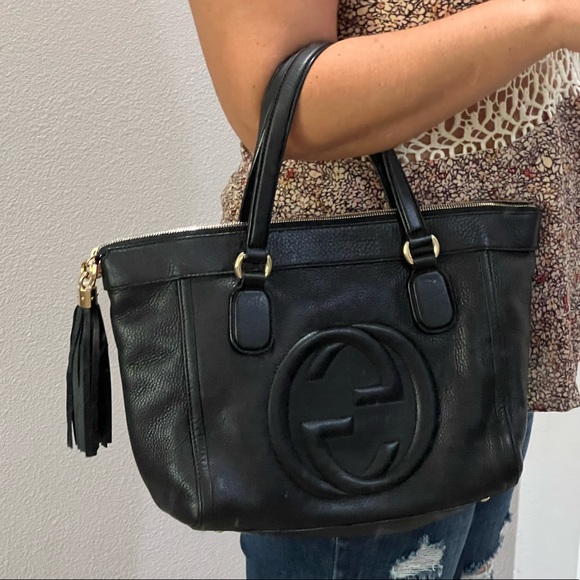 Gucci Black Lambskin Leather Soho Tote EUC with dust bag - Picture 8 of 8